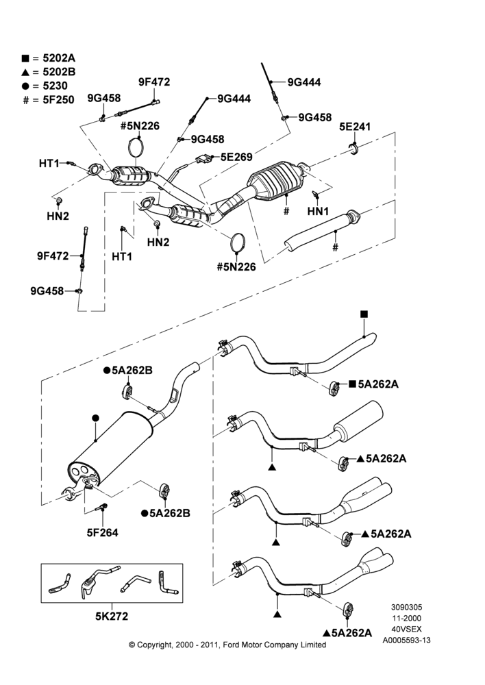 Exhaust System, 4.0L V6 12V SOHC EFI
