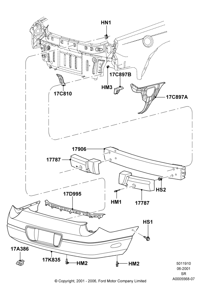 10 - Rear Bumper; 04/JUN/2001-01/JUL/2005