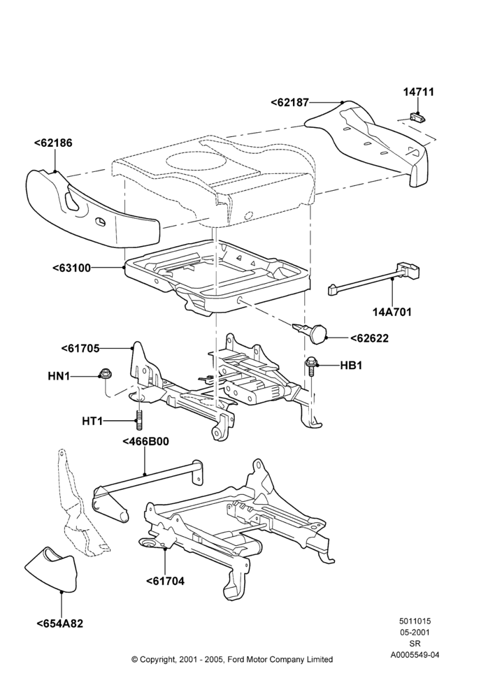 15 - Front Seat Base; 04/JUN/2001-01/JUL/2005