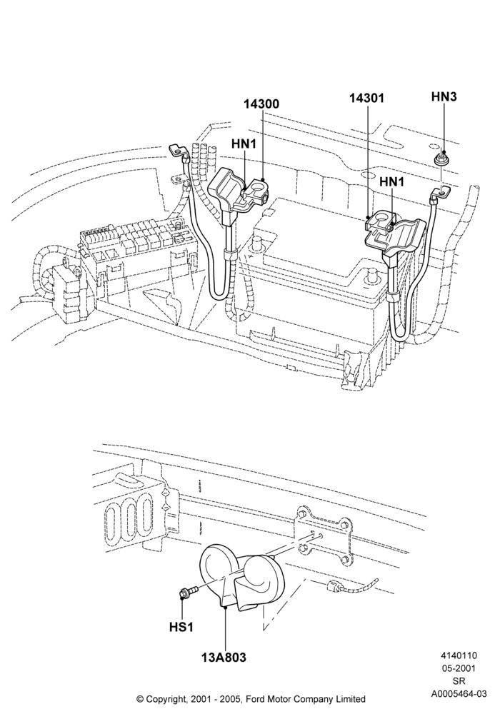 10 - Battery Cables and Horn; 04/JUN/2001-01/JUL/2005