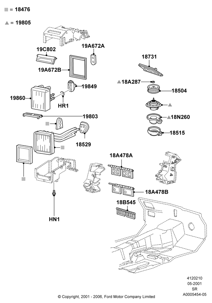 10A - Heater/Air Cond.Internal Components; 04/JUN/2001-18/NOV/2002