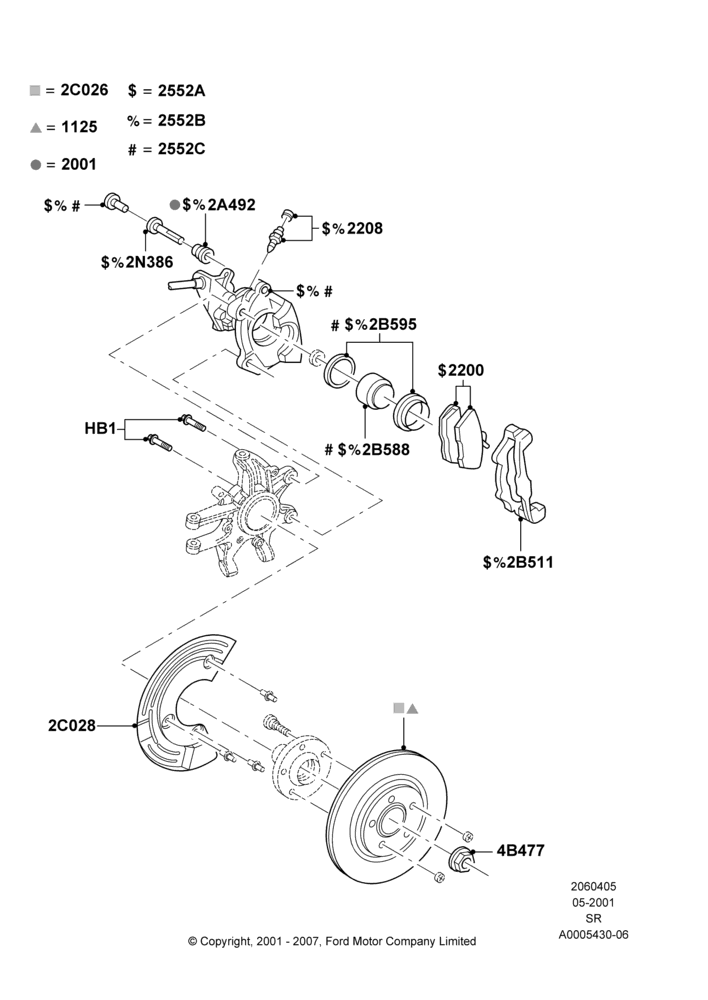 05 - Rear Brake Discs and Calipers; 04/JUN/2001-01/JUL/2005