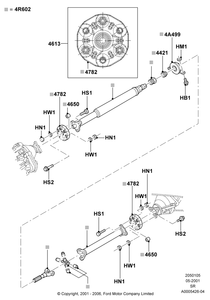 05 - Drive Shaft - Rear Axle Drive; 04/JUN/2001-01/JUL/2005