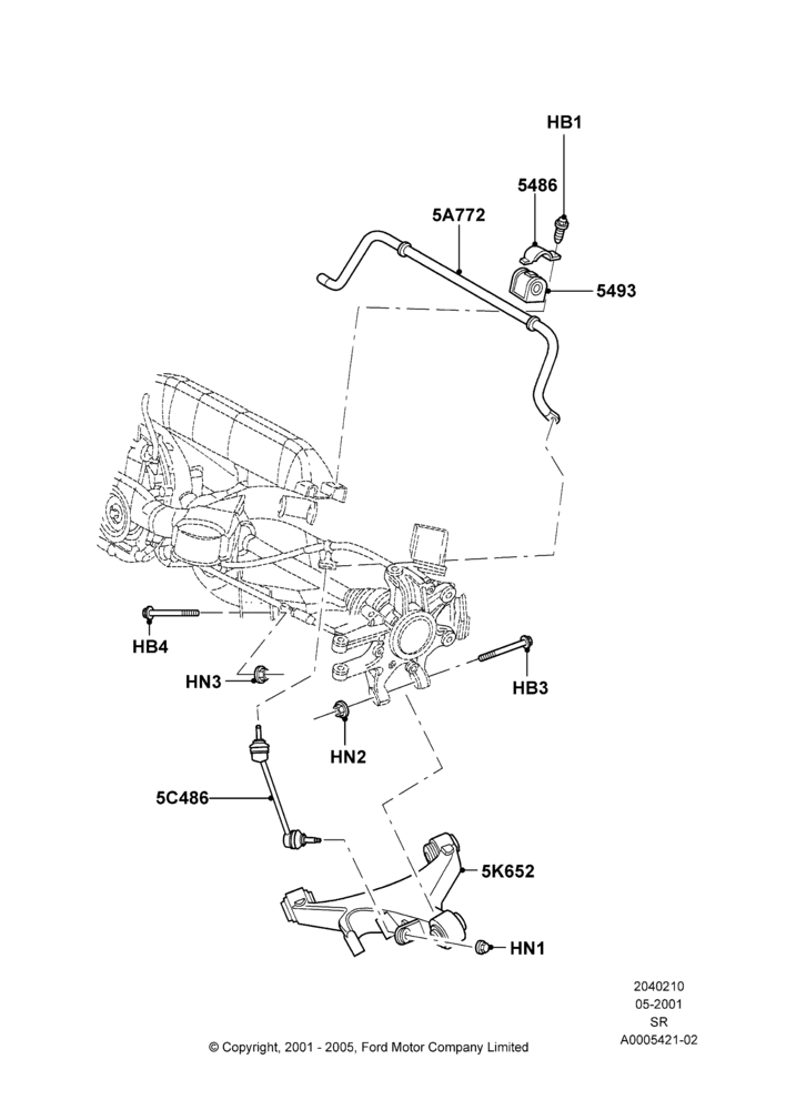 10 - Rear Cross Member & Stabilizer Bar; 04/JUN/2001-01/JUL/2005