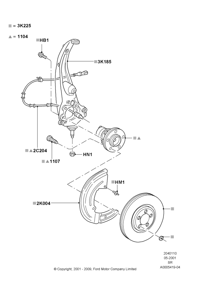 10 - Front Knuckle and Hub; 04/JUN/2001-01/JUL/2005