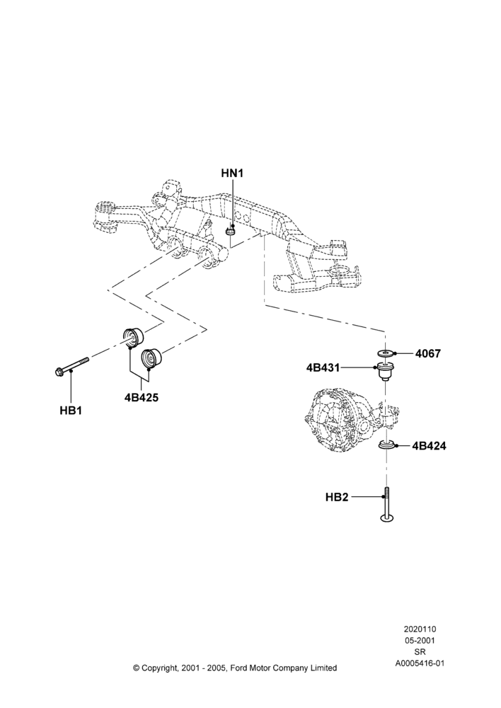 10 - Rear Differential Mounting; 04/JUN/2001-01/JUL/2005