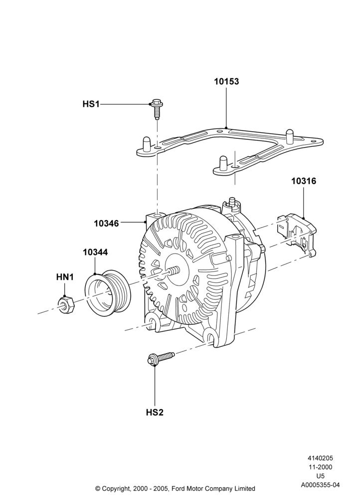 05B - Alternator and Mountings, Romeo 4.6 SOHC EFI; 13/NOV/2000-19/JUL/2005