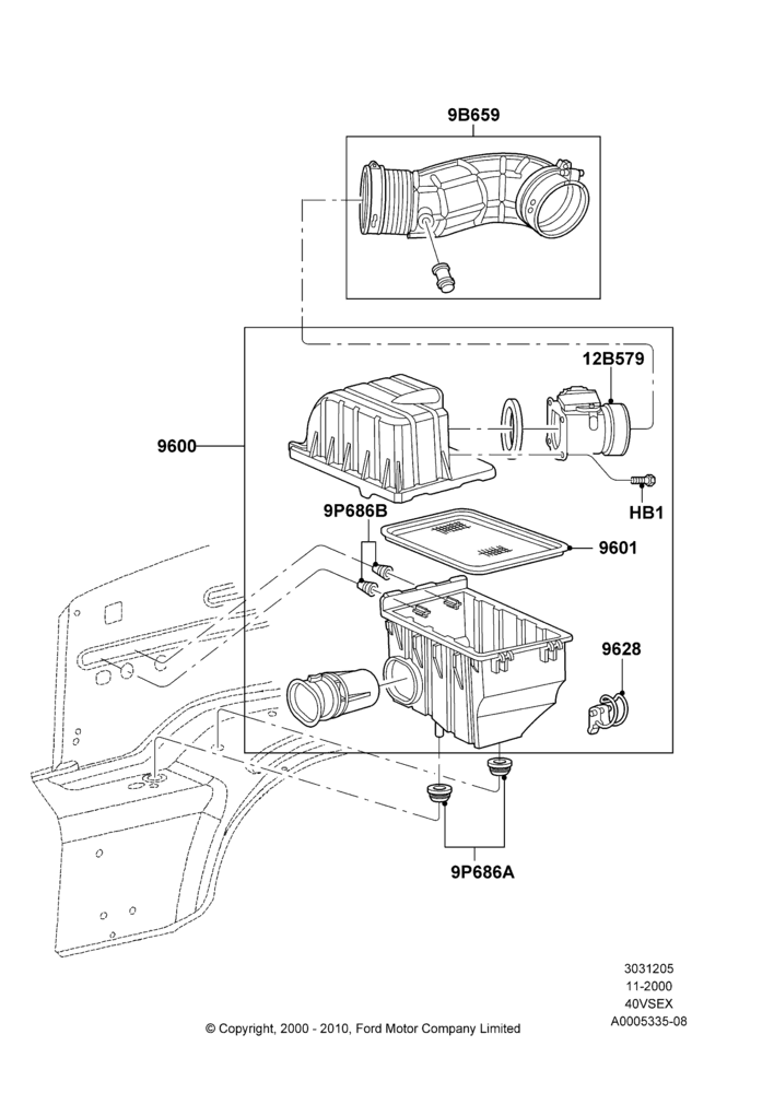 05C - Air Cleaner, 4.0L V6 12V SOHC EFI; 13/NOV/2000-04/AUG/2003