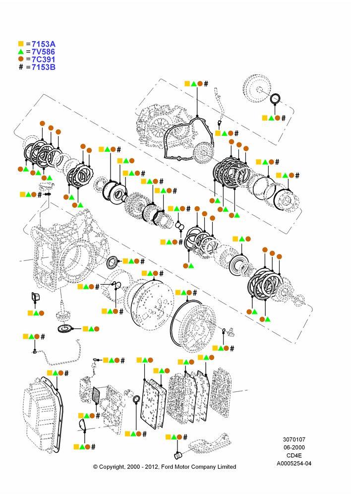 07A - Automatic Transmission Gasket Kits, 3.0 V6 24V DOHC EFI Modular, 4 Speed CD4E Automatic, Zetec 2.0 16V EFI; 12/JUN/2000-22/DEC/2003