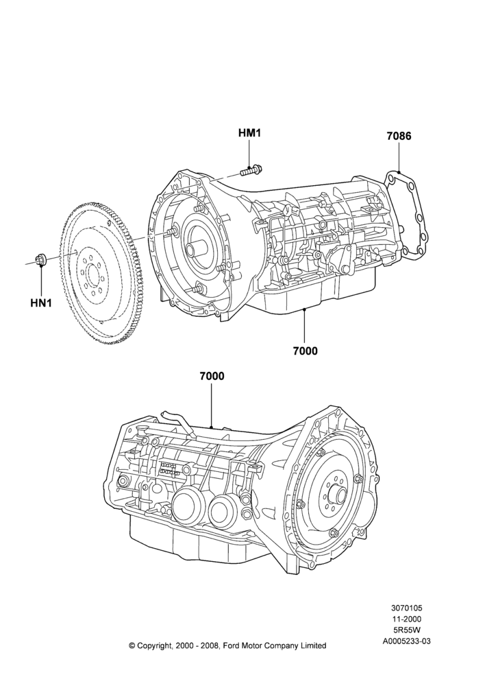 05B - Auto Trans Assy & Speedometer Drive, 4.0L V6 12V SOHC EFI, 4WD, 5R55W 5-Speed Auto Transmission; 13/NOV/2000-04/MAR/2002
