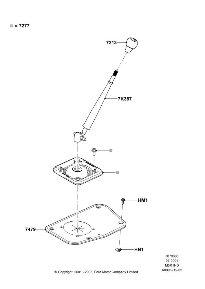 05B - Gear Change Lever - Manual Trans, 5 Spd Man Trans  - R1HD, Upper Shift Lever; 24/JUL/2000-04/AUG/2003