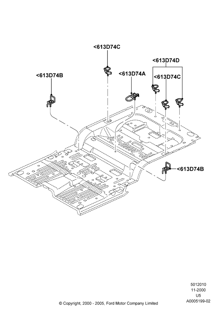 10C - Rear Seat Belts, (+)"Canada", (+)"Mexico", Style 1 Tether Anchorage Restraint, US MARKETS; 13/NOV/2000-19/JUL/2005