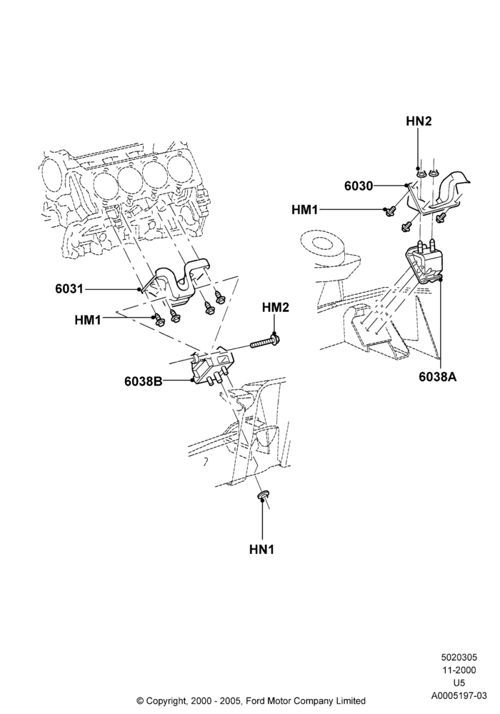 05B - Engine Mounting, Romeo 4.6 SOHC EFI; 13/NOV/2000-19/JUL/2005