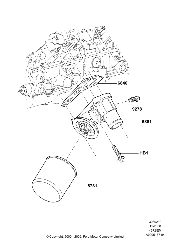 10A - Oil Cooler and Filter, Romeo 4.6 SOHC EFI; 13/NOV/2000-19/JUL/2005