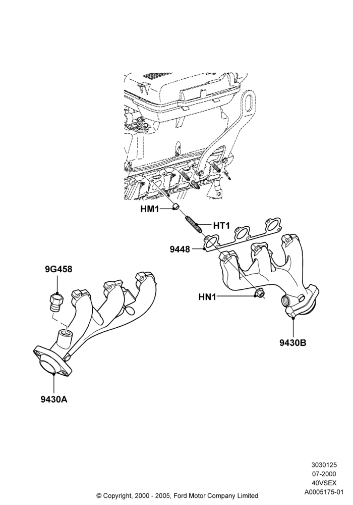 Exhaust Manifold, 4.0L V6 12V SOHC EFI