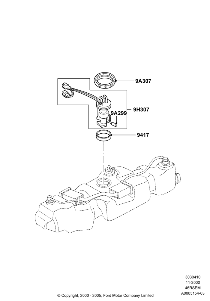 10A - Fuel Pump And Sender Unit, Romeo 4.6 SOHC EFI; 13/NOV/2000-04/AUG/2003