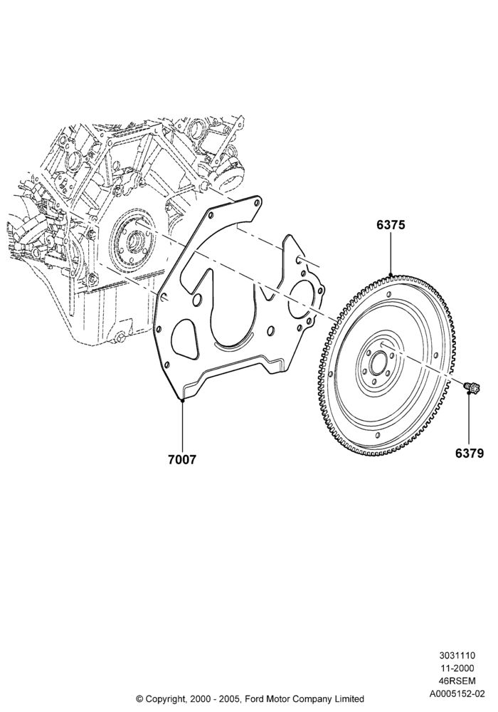 10A - Flywheel, Romeo 4.6 SOHC EFI; 13/NOV/2000-19/JUL/2005