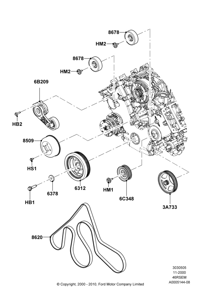 Pulleys and Drive Belts, Romeo 4.6 SOHC EFI
