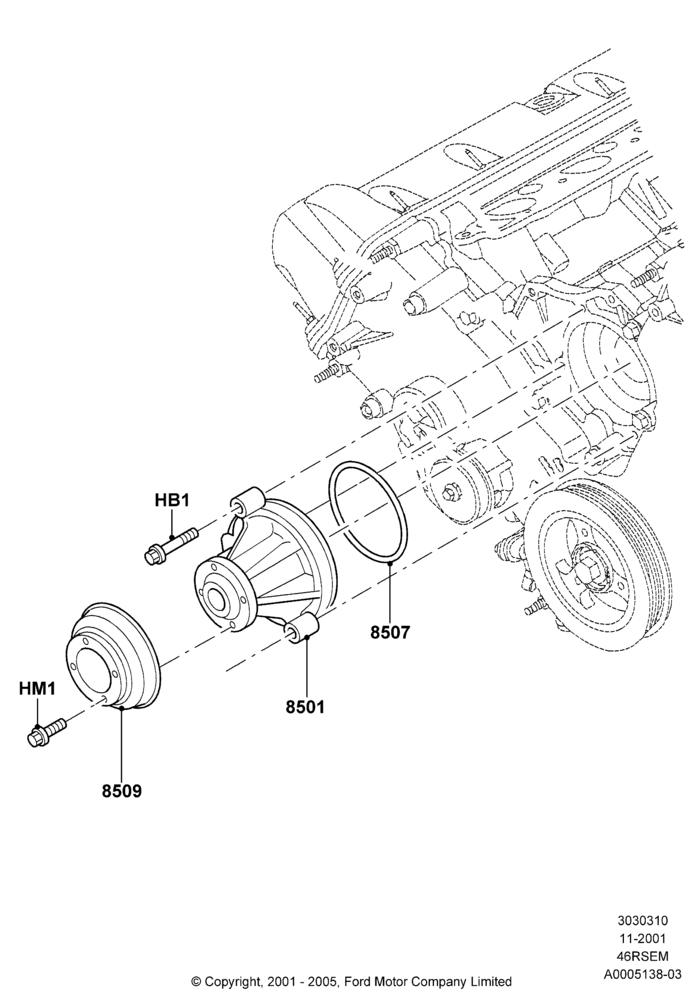 Water Pump, Romeo 4.6 SOHC EFI