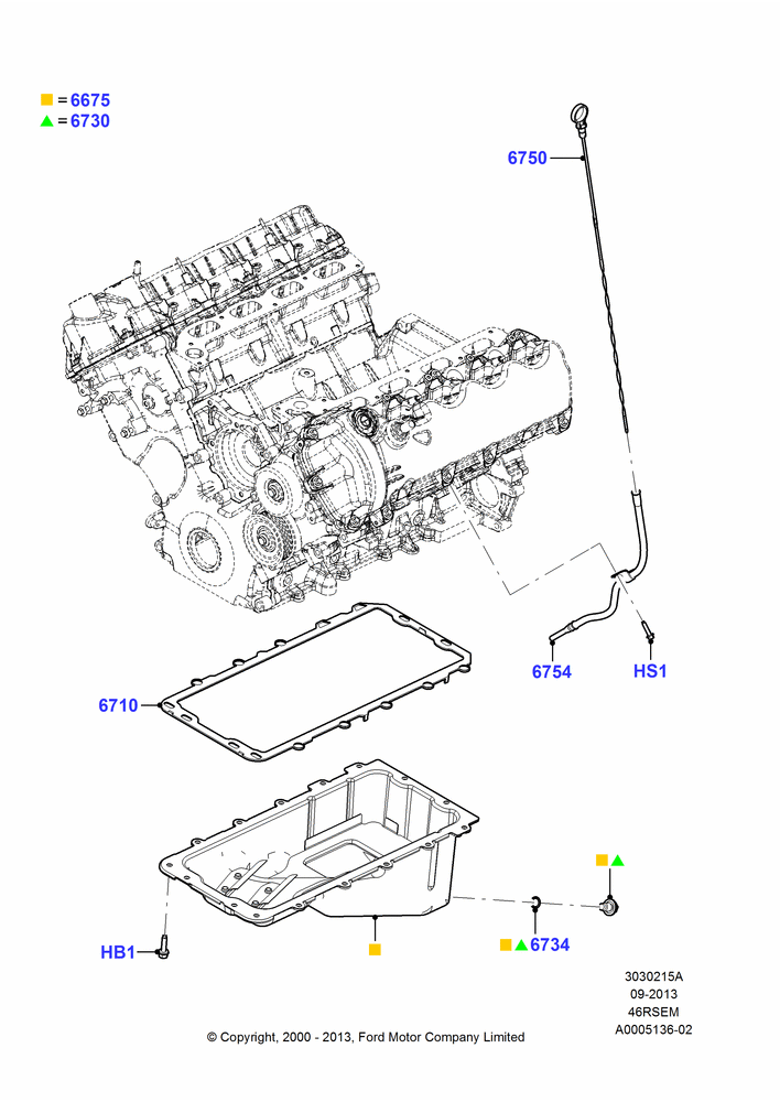15A - Oil Pan/Oil Level Indicator, Romeo 4.6 SOHC EFI; 13/NOV/2000-19/JUL/2005
