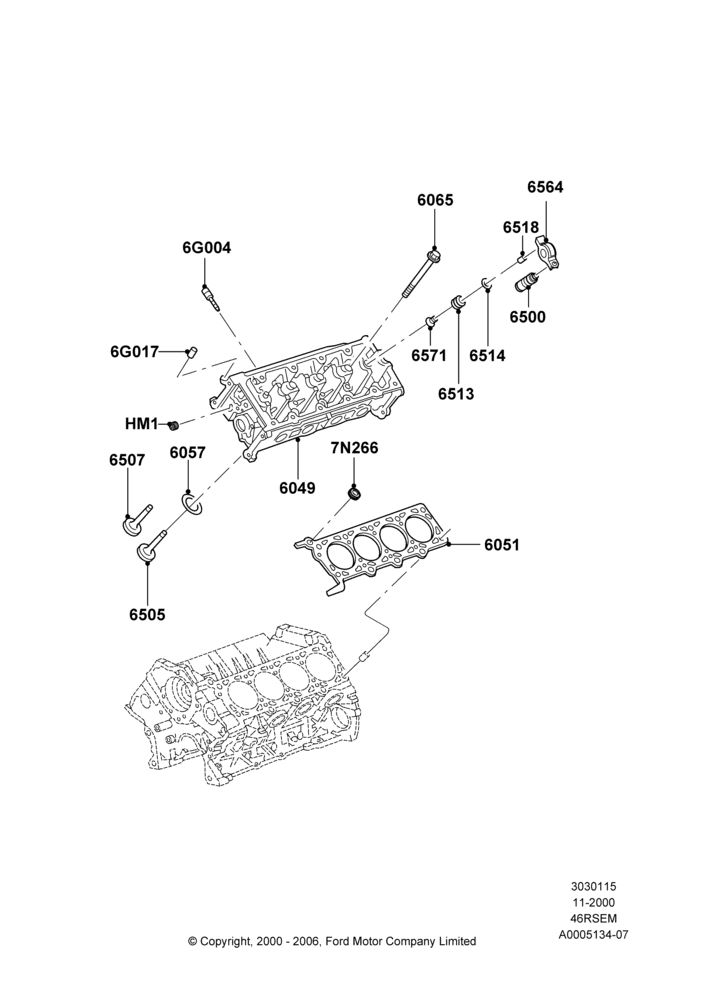 15A - Cylinder Head, Romeo 4.6 SOHC EFI; 13/NOV/2000-19/JUL/2005