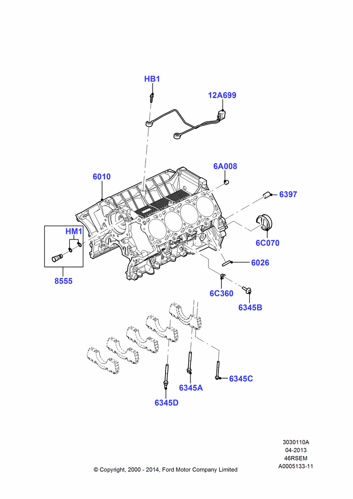 10A - Cylinder Block and Plugs, Romeo 4.6 SOHC EFI; 13/NOV/2000-19/JUL/2005