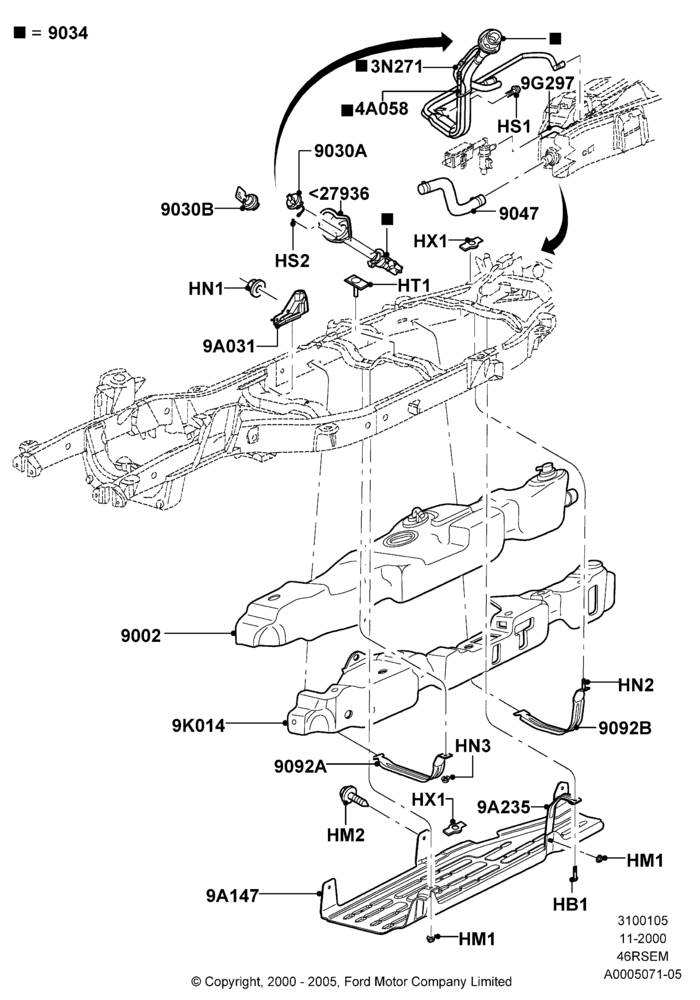 05A - Fuel Tank, Romeo 4.6 SOHC EFI, With Skid Plates; 13/NOV/2000-04/AUG/2003