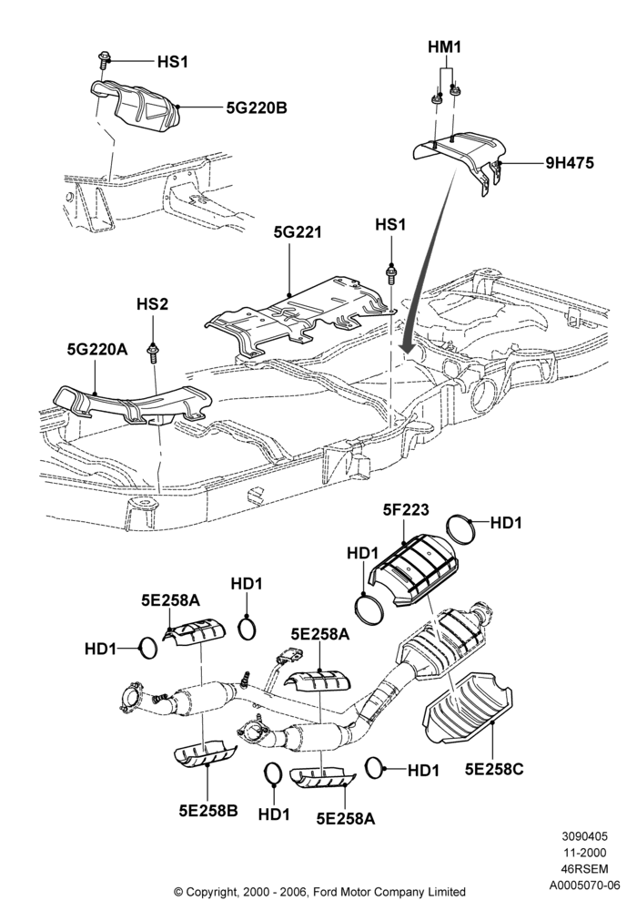 Heat Shields - Exhaust System, Romeo 4.6 SOHC EFI