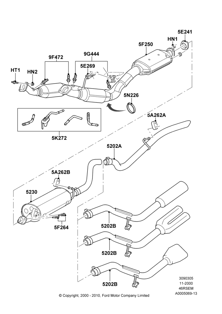Exhaust System, Romeo 4.6 SOHC EFI