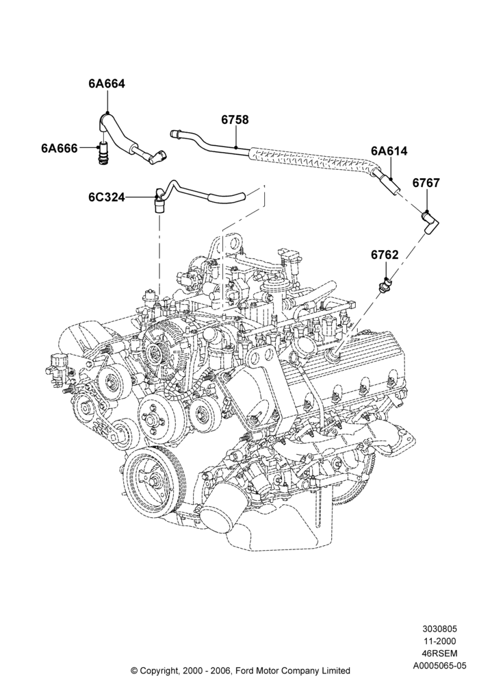 05A - Emission Control - Crankcase, Romeo 4.6 SOHC EFI; 13/NOV/2000-19/JUL/2005