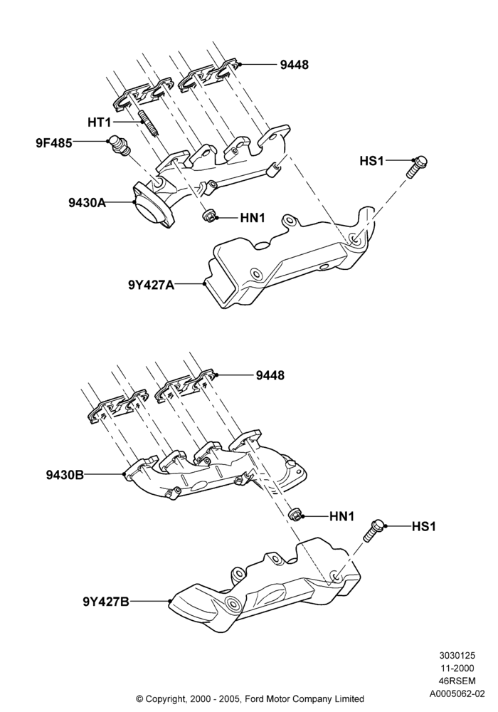 Exhaust Manifold, All LHD Territories, Romeo 4.6 SOHC EFI
