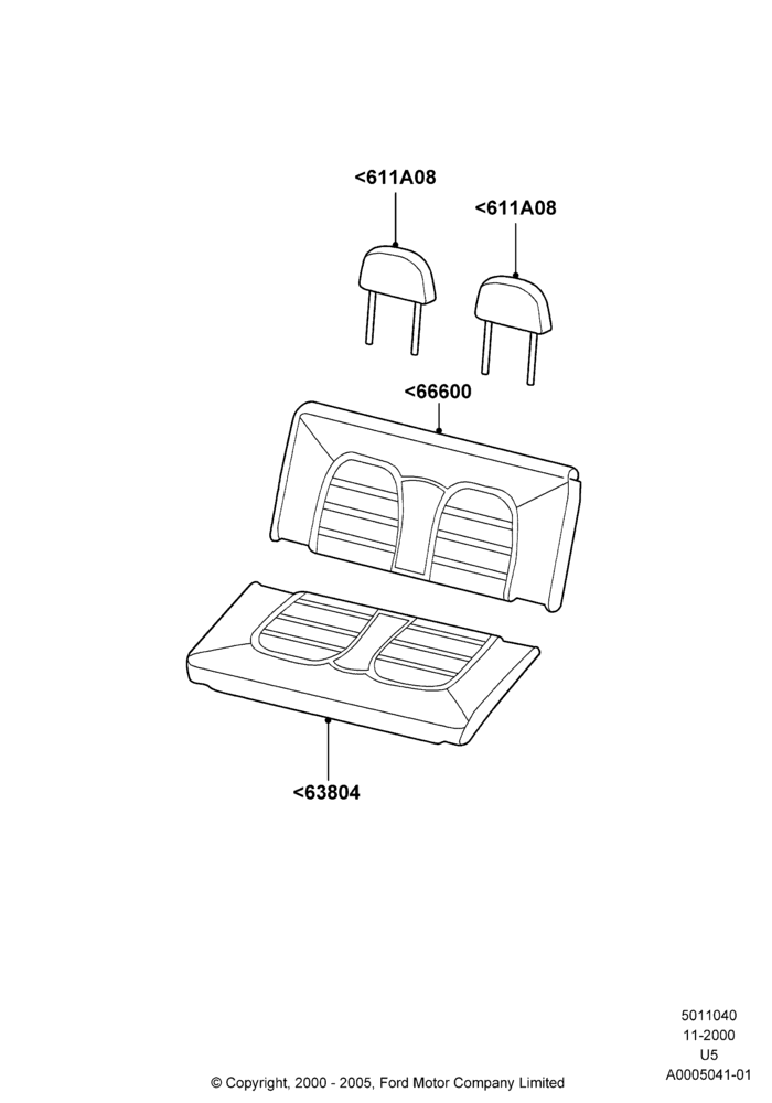40D - Rear Seat Covers, All Third Row Seating; 13/NOV/2000-19/AUG/2002