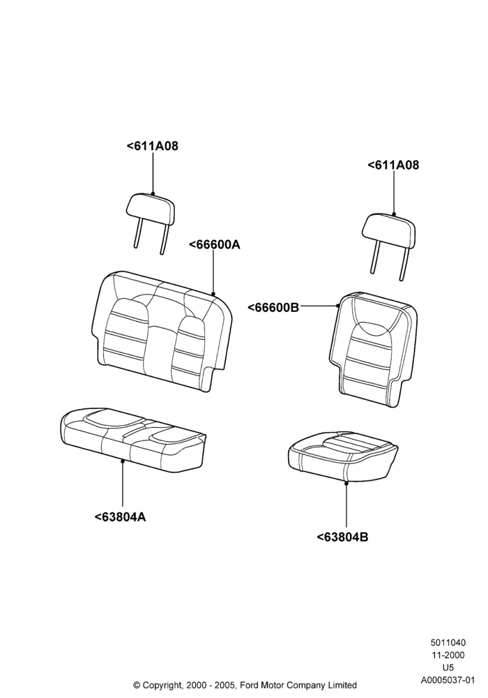 40A - Rear Seat Covers, 2nd Row 60/40 (3 P) Folding Seat; 13/NOV/2000-19/AUG/2002
