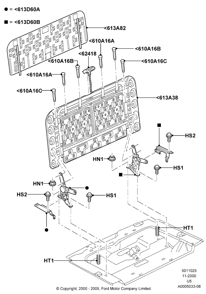 25G - Rear Seat Back, All Third Row Seating; 13/NOV/2000-19/JUL/2005