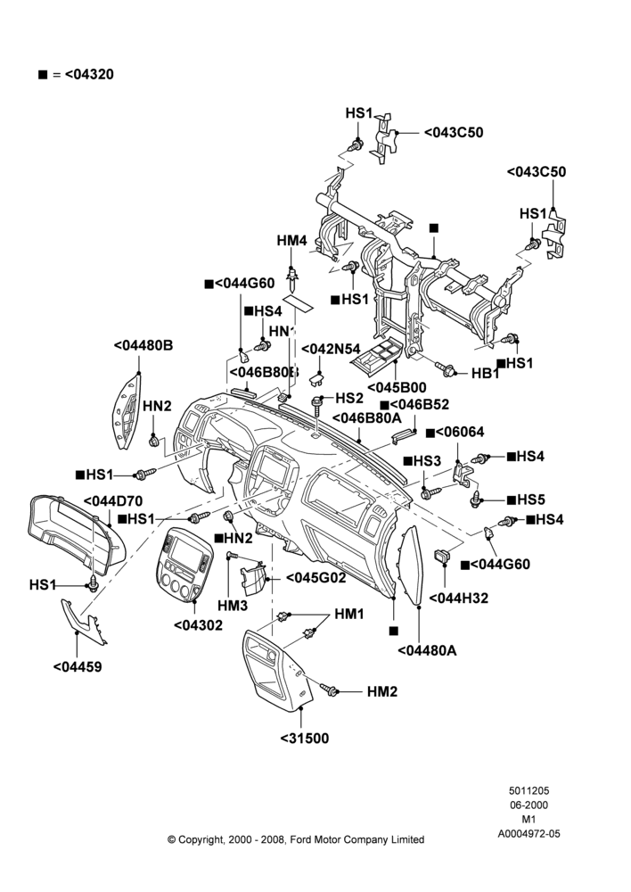 05B - Instrument Panel, All LHD Territories; 30/JUL/2001-22/DEC/2003