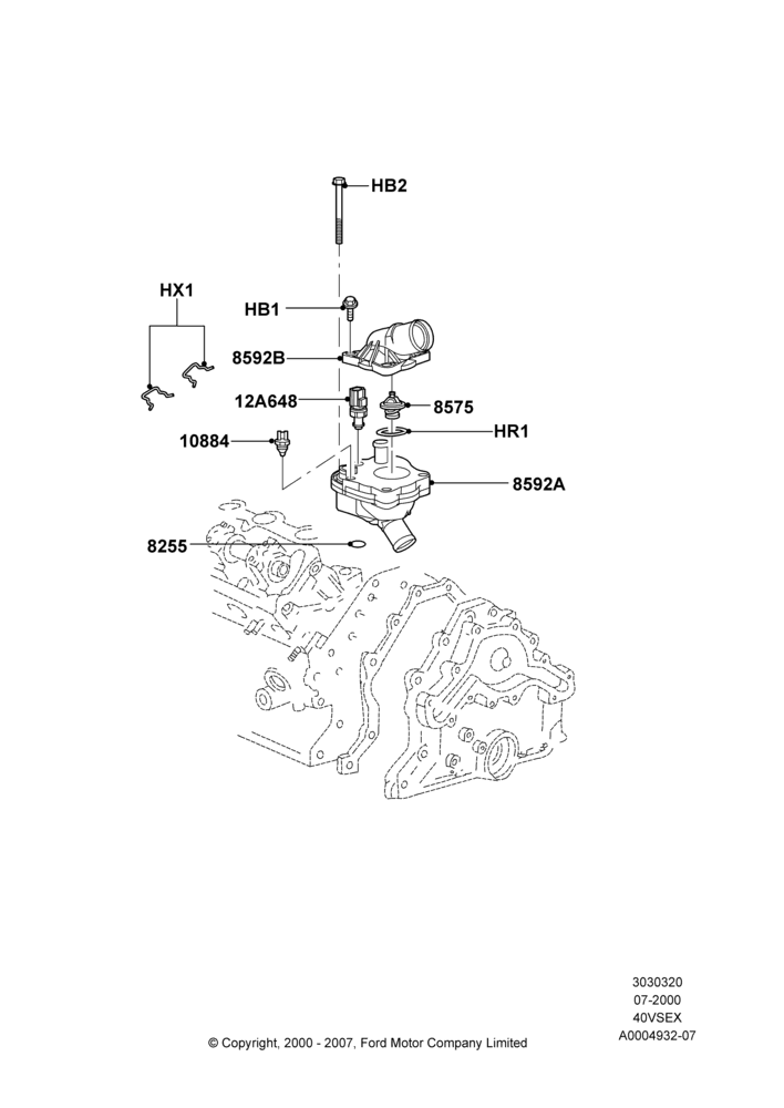 Thermostat/Housing & Related Parts, 4.0L V6 12V SOHC EFI