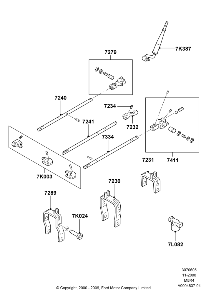 05A - Gear Change Lever - Manual Trans, 5 Speed Manual (M5R4), Shift Rails And Forks; 13/NOV/2000-19/AUG/2002