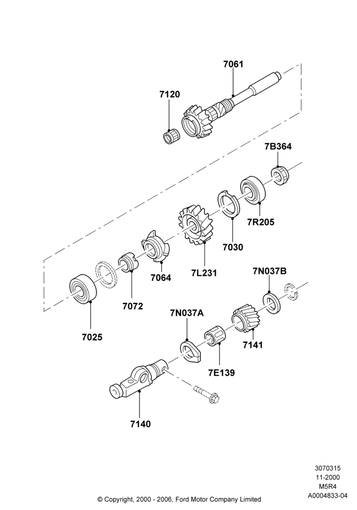 15 - Output Shaft, Gear Sets & Bearings, 5 Speed Manual (M5R4); 13/NOV/2000-19/AUG/2002