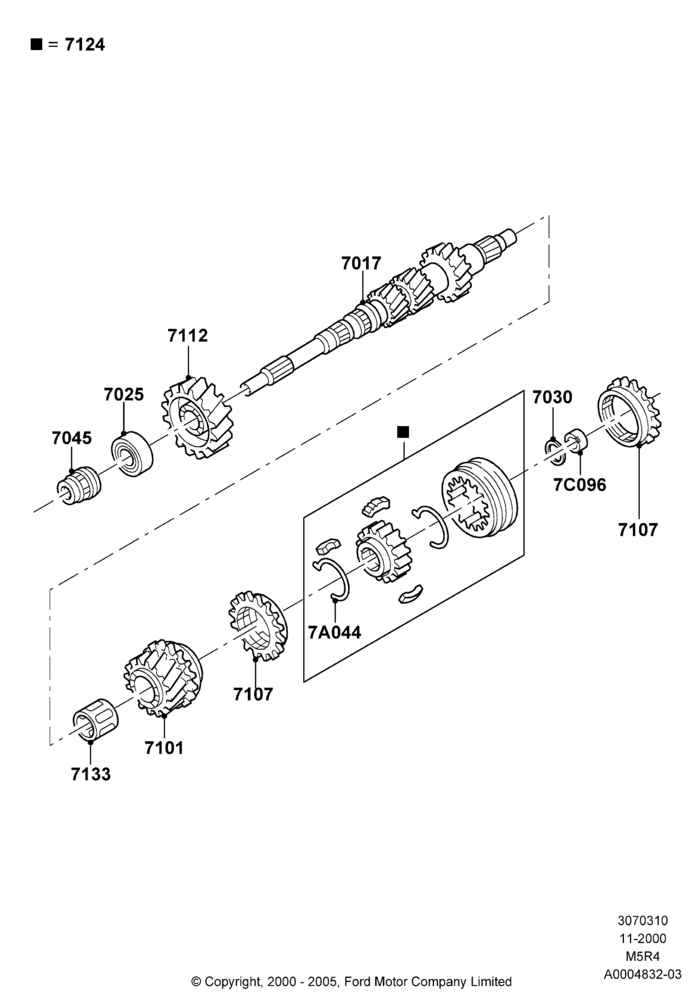 10 - Input Shaft, Gear Sets & Bearings, 5 Speed Manual (M5R4); 13/NOV/2000-19/AUG/2002