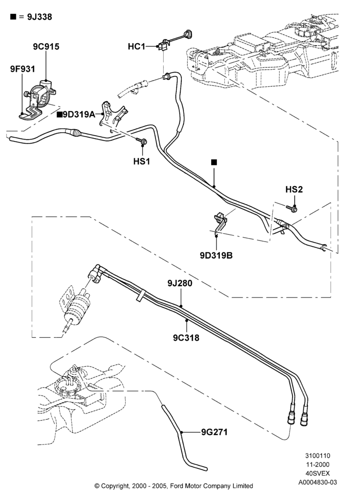 10E - Fuel Lines, 4.0L V6 12V SOHC EFI; 13/NOV/2000-04/AUG/2003