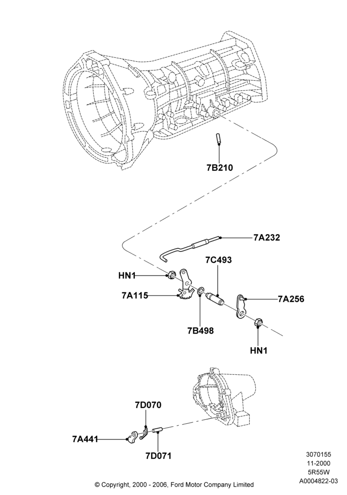 55 - Transmission Control Mechanisms, 4.0L V6 12V SOHC EFI, 5R55W 5-Speed Auto Transmission, Romeo 4.6 SOHC EFI; 13/NOV/2000-04/MAR/2002