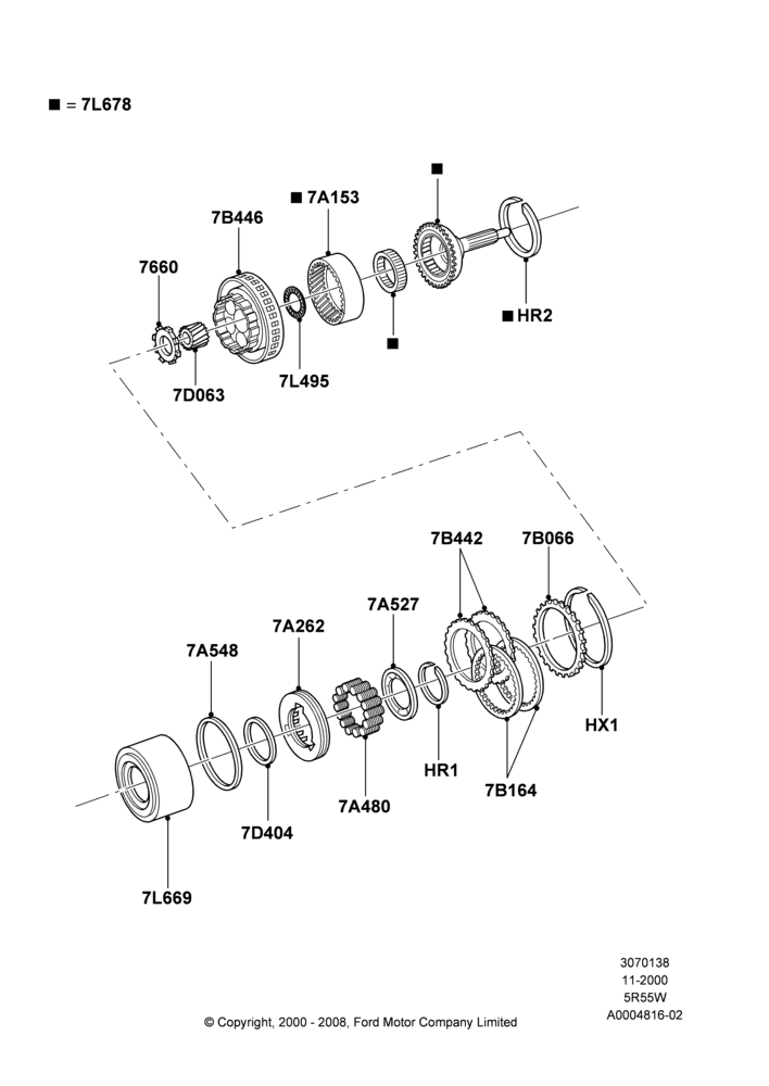 38 - Coast Clutch and Components, 4.0L V6 12V SOHC EFI, 5R55W 5-Speed Auto Transmission, Romeo 4.6 SOHC EFI; 13/NOV/2000-04/MAR/2002