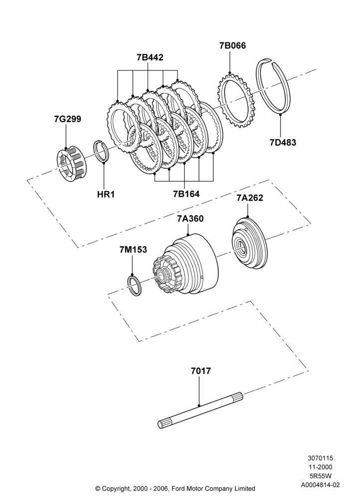 15 - Forward Clutch and Components, 4.0L V6 12V SOHC EFI, 5R55W 5-Speed Auto Transmission, Romeo 4.6 SOHC EFI; 13/NOV/2000-04/MAR/2002