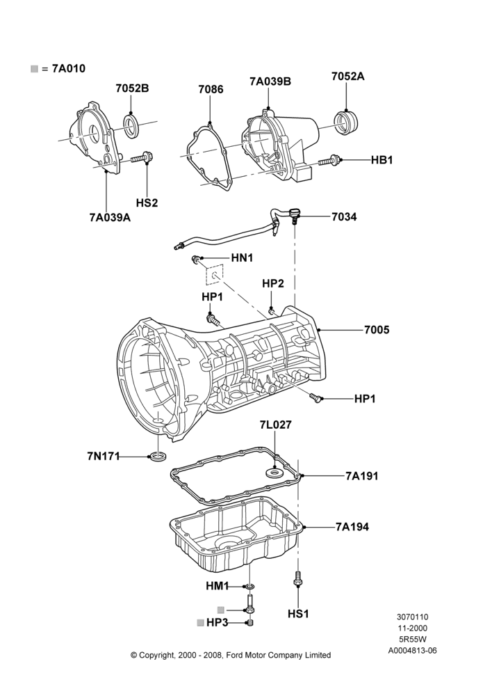 10 - Transmission External Components, 4.0L V6 12V SOHC EFI, 5R55W 5-Speed Auto Transmission, Romeo 4.6 SOHC EFI; 13/NOV/2000-04/MAR/2002