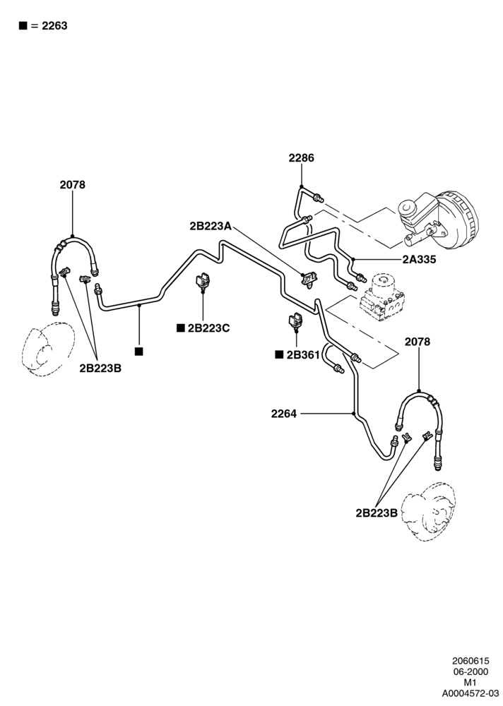 15B - FRONT BRAKE LINES, All LHD Territories, 4 Wheel Anti-Lock Braking System; 12/JUN/2000-01/MAY/2006