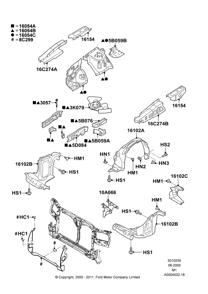 05B - Front Panels, Aprons & Side Members, All LHD Territories, Apron and Rail Assemblies; 12/JUN/2000-01/MAY/2006