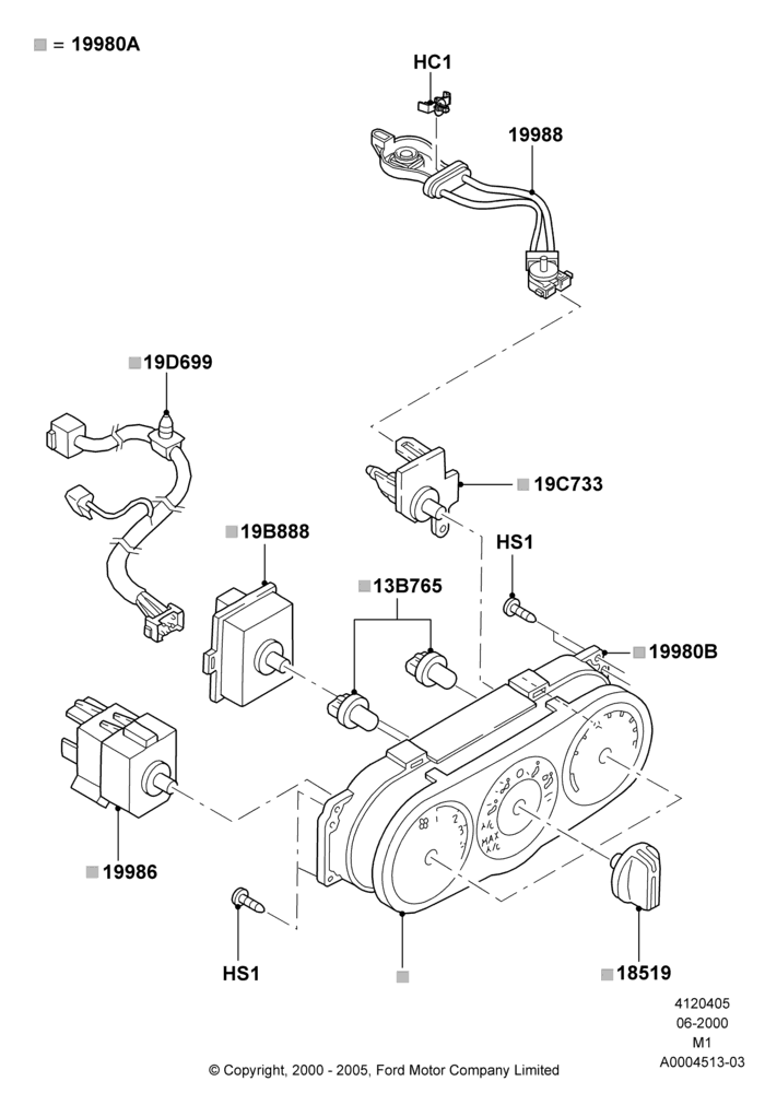 05B - Heater & Air Conditioning Controls, (+) North American Markets, With Air Conditioning; 12/JUN/2000-01/MAY/2006
