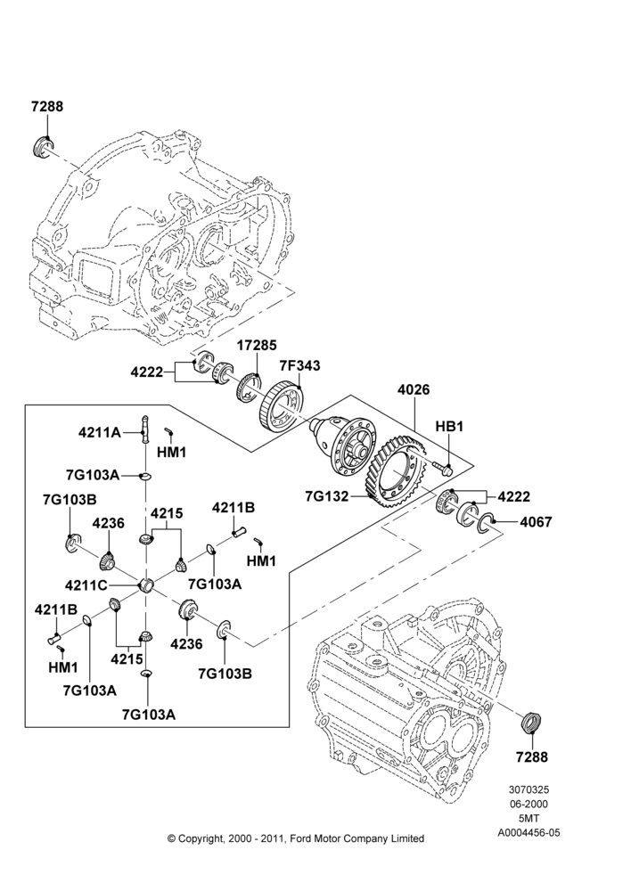 25B - Manual Transaxle Diff. Components, 4WD, 5 Speed Manual Transmission; 12/JUN/2000-22/DEC/2003