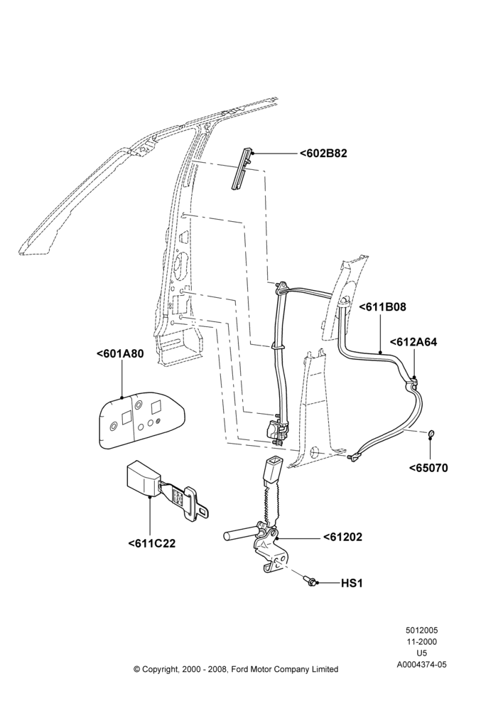 05A - Front Seat Belts; 13/NOV/2000-19/JUL/2005