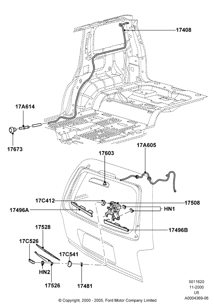 20A - Rear Window Wiper and Washer; 13/NOV/2000-19/JUL/2005
